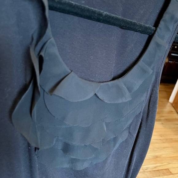 Ann Taylor LOFT petite M black ruffle embellished tank top - Picture 4 of 5